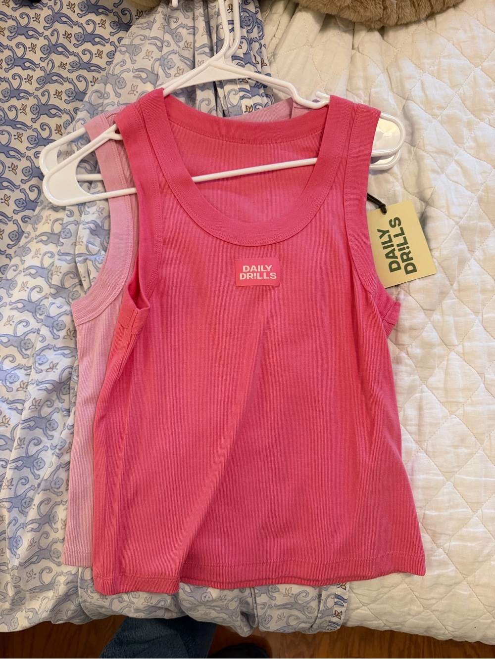 Daily Drills Bright Pink Ribbed Tank Top